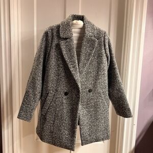 MNG Girls Herringbone Double Breasted Dress Coat Size 11-12
